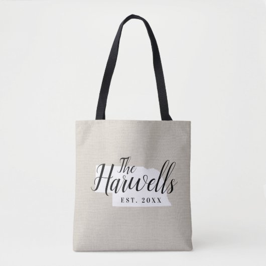 Monogramm-Staat der Nebraska-Familie Tote Bag Tasche (Vorderseite)