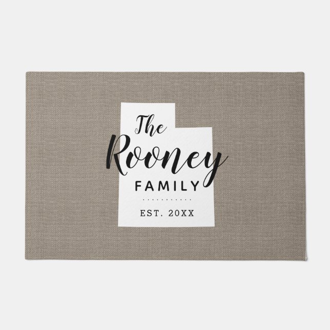 Monogramm-Staat der Utah-Familie Doormat Fußmatte (Vorderseite)