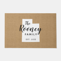 Monogramm-Staat der Utah-Familie Doormat