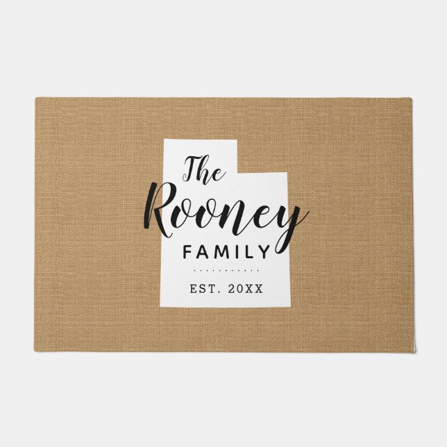 Monogramm-Staat der Utah-Familie Doormat Fußmatte (Vorderseite)