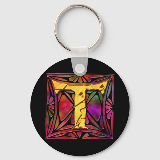 Monogramm: Stainglass T Schlüsselanhänger (Vorderseite)