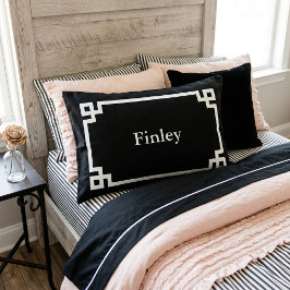 Monogramm-Standard für Schwarz-Weiß-Griechenland-S Kissenbezug