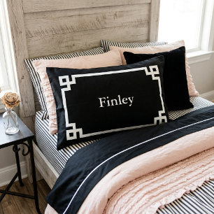 Monogramm-Standard für Schwarz-Weiß-Griechenland-S Kissenbezug