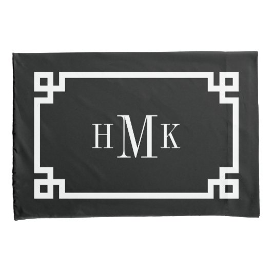 Monogramm-Standard für Schwarz-Weiß-Griechenland-S Kissenbezug (Vorderseite-Rechts)