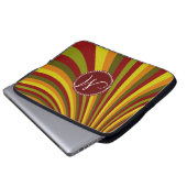 Monogramm-starke rote gelb-orangee grüne Streifen Laptopschutzhülle (Vorne Knopf)