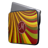 Monogramm-starke rote gelb-orangee grüne Streifen Laptopschutzhülle (Vorderseite Links)