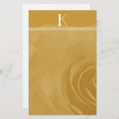 Monogramm-Stationerie verblasste Rose auf Carmel Briefpapier (Vorne/Hinten)