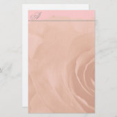 Monogramm-Stationerie verblasste Rose auf hellrosa Briefpapier (Vorne/Hinten)