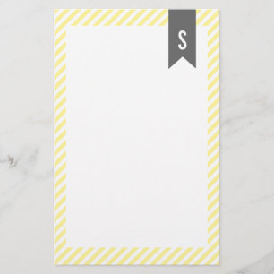 Monogramm-Stationierung aus gelben Streifen Briefpapier