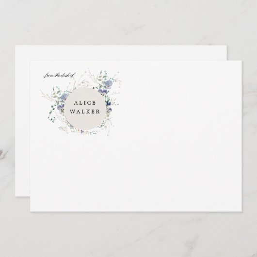 Monogramm-Stationierung der Minimalistischen Wildb Mitteilungskarte (Vorne/Hinten)