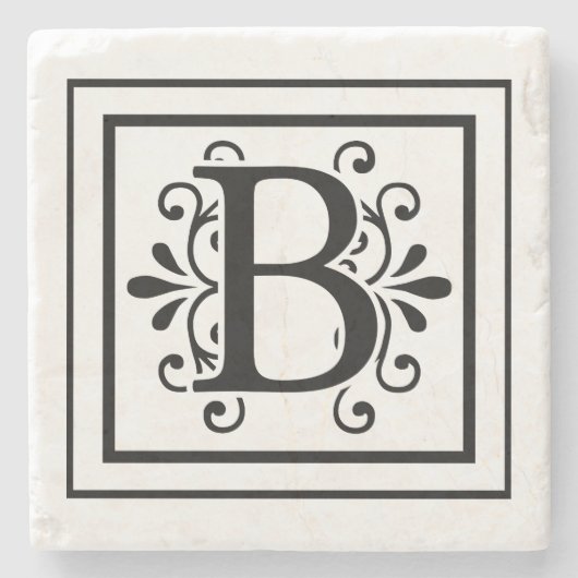 Monogramm-Stein-Untersetzer des Buchstabe-B Steinuntersetzer (Vorderseite)