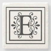 Monogramm-Stein-Untersetzer des Buchstabe-E Steinuntersetzer (Vorderseite)