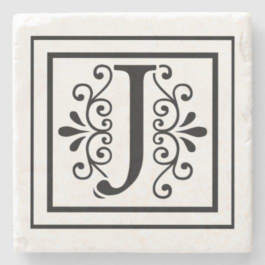 Monogramm-Stein-Untersetzer des Buchstabe-J Steinuntersetzer (Vorderseite)