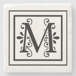 Monogramm-Stein-Untersetzer des Buchstabe-M Steinuntersetzer