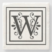 Monogramm-Stein-Untersetzer des Buchstabe-W Steinuntersetzer (Vorderseite)