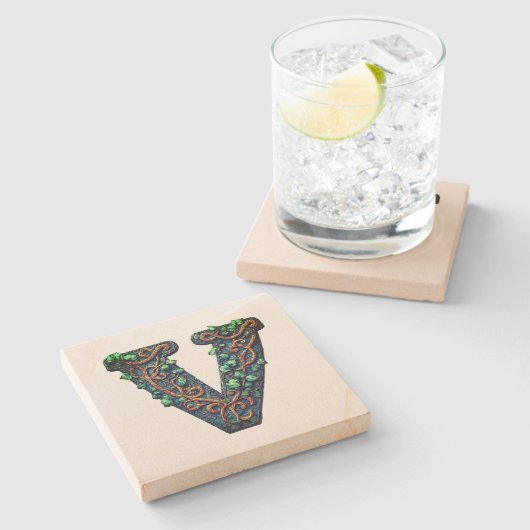 Monogramm Steinuntersetzer (Seitenansicht)