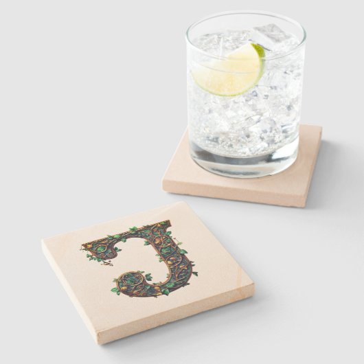 Monogramm Steinuntersetzer (Seitenansicht)