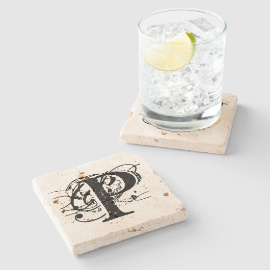 Monogramm Steinuntersetzer (Seitenansicht)