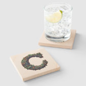 Monogramm Steinuntersetzer (Seitenansicht)