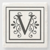 Monogramm-SteinUntersetzer des Buchstabe-V Steinuntersetzer (Vorderseite)
