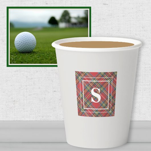 Monogramm, Stewart Tartan Muster, 8oz-Papierups Pappbecher