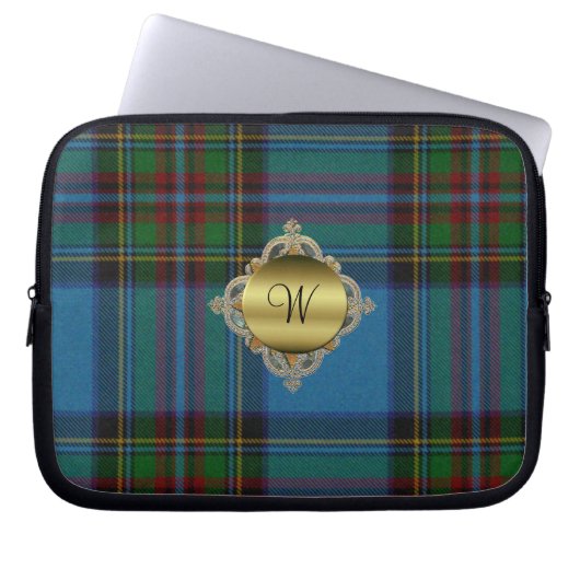 Monogramm-Stewarttartan-karierte Laptop-Abdeckung Laptopschutzhülle (Vorderseite)