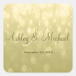 Monogramm-Sticker | Gelbes Gold Quadratischer Aufkleber