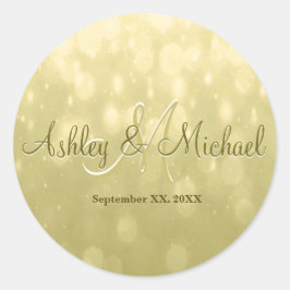 Monogramm-Sticker | Gelbes Gold Runder Aufkleber