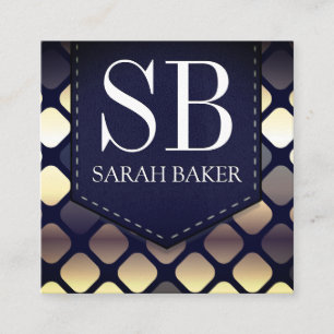 Monogramm Stickerleder Luxury Geometric Quadratische Visitenkarte