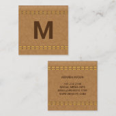 Monogramm | Stielleder Quadratische Visitenkarte (Vorne/Hinten)