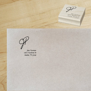 Monogramm-Stil Casual Chic Rücksende-Adresse Eti Gummistempel