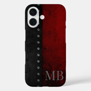 Monogramm stilvoll rustikal rot Grunge iPhone 16 Hülle