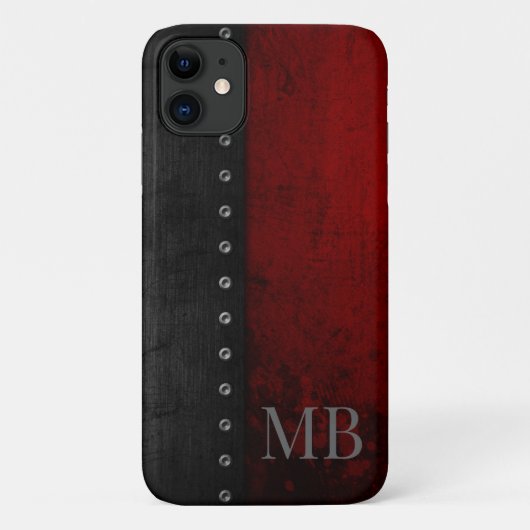Monogramm stilvoll rustikal Rot Grunge Case-Mate iPhone Hülle (Rückseite)