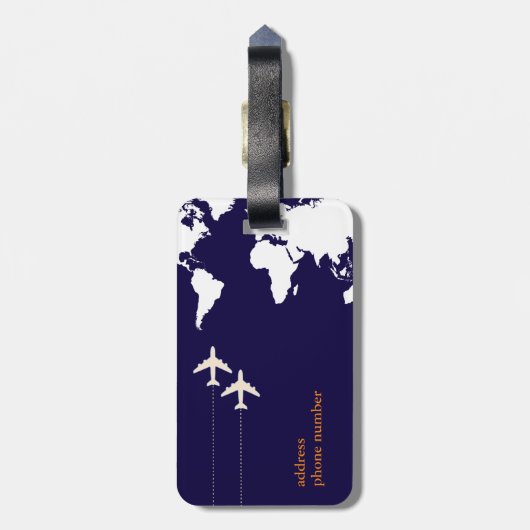 Monogramm / stilvolle Mr.&Mrs. Flugreise Gepäckanhänger (Rückseite vertikal)