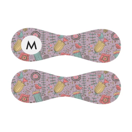 Monogramm Stilvolles Blumenmuster mit Blume Baseball (Paneele)