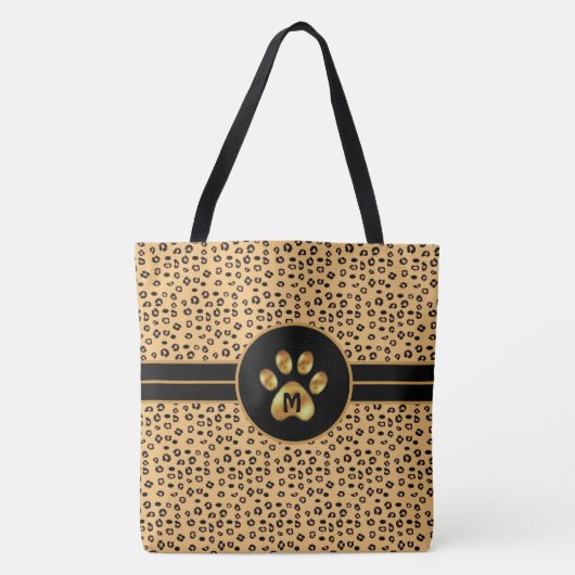 Monogramm & stilvolles Tiger-Muster & Pfote Tasche (Vorderseite)
