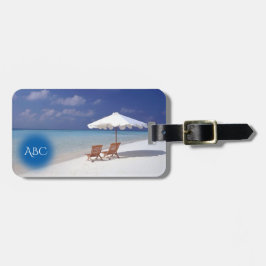 Monogramm-Strand-Szene Gepäckanhänger