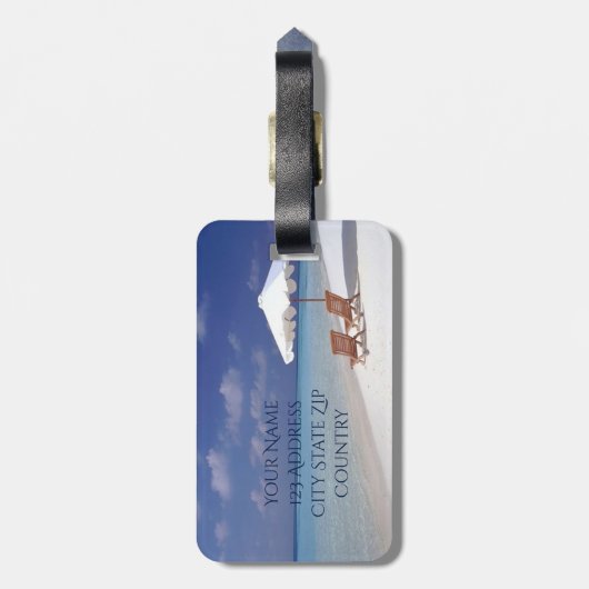 Monogramm-Strand-Szene Gepäckanhänger (Rückseite vertikal)