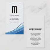 Monogramm | Streifen | Blue Wave Visitenkarte (Vorne/Hinten)