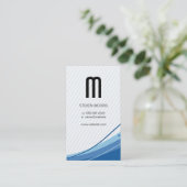 Monogramm | Streifen | Blue Wave Visitenkarte (Stehend Vorderseite)