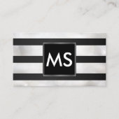Monogramm | Streifen | Bokeh Visitenkarte (Vorderseite)