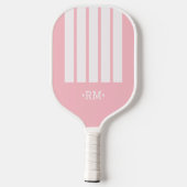 Monogramm-Streifen Bold Moderne Mädchenhaft Rosa Pickleball Schläger (Rückseite)