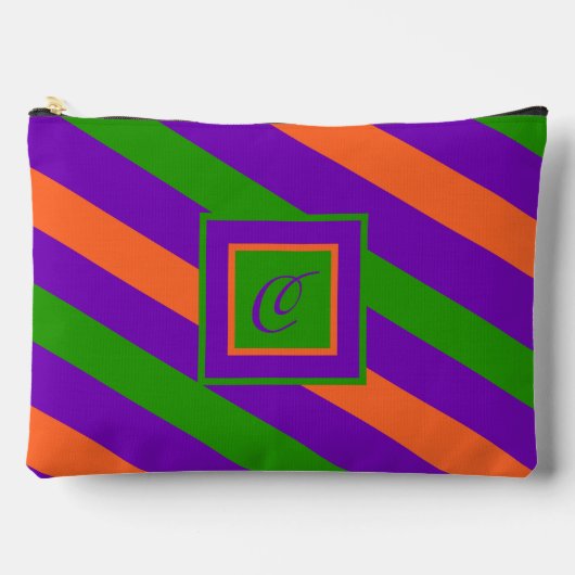 Monogramm Streifen farbig und lebhaft Zubehörtasche (Vorderseite)