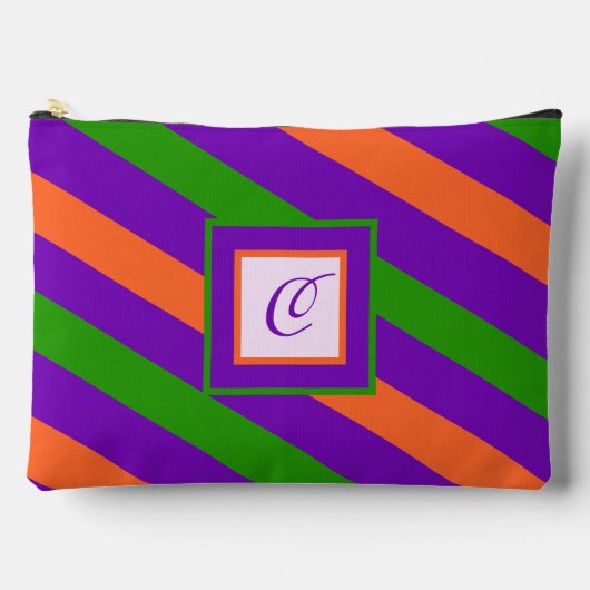 Monogramm Streifen farbig und lebhaft Zubehörtasche (Vorderseite)