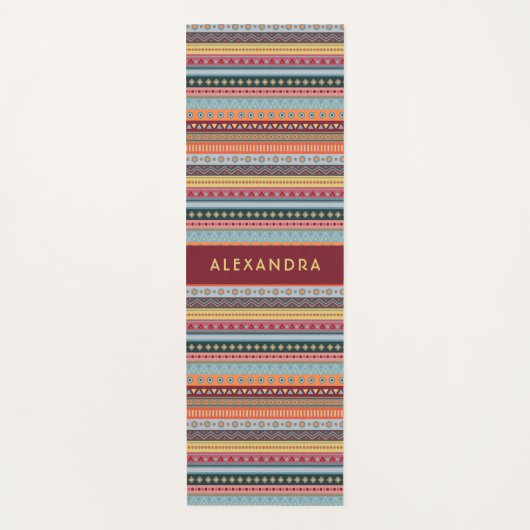 Monogramm Streifen Farbige Muster Herbstfarben Yogamatte (Vorderseite)