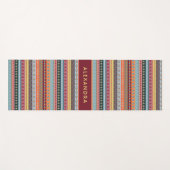 Monogramm Streifen Farbige Muster Herbstfarben Yogamatte (Vorderseite (Horizontal))