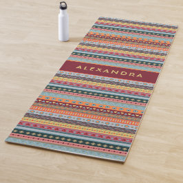 Monogramm Streifen Farbige Muster Herbstfarben Yogamatte
