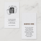 Monogramm | Streifen | Fotograf | Kamera Visitenkarte (Vorne/Hinten)