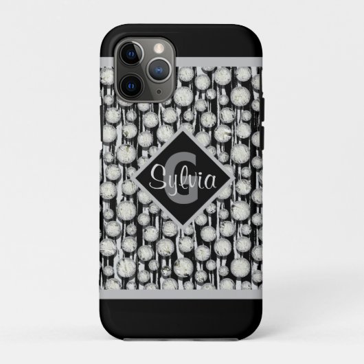 Monogramm-Streifen für schwarze und graue Polka-Do Case-Mate iPhone Hülle (Rückseite)