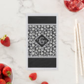 Monogramm-Streifen für schwarze und graue Polka-Do Serviette (Beispiel)